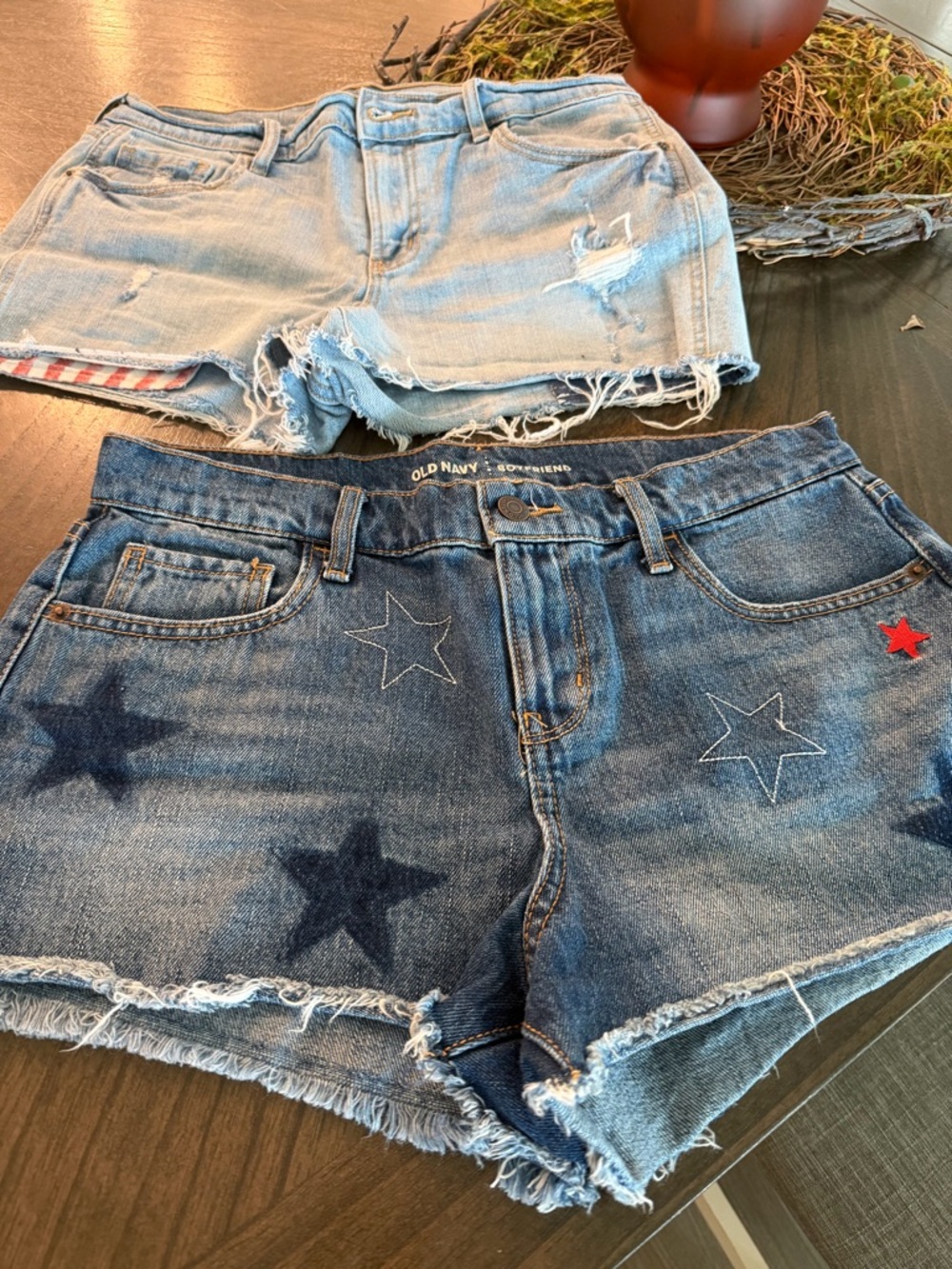 Old Navy Blue Star Embroidered Denim Shorts